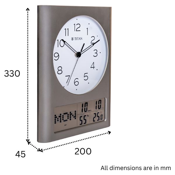 Titan Ana Digi Wall Clock - Modern Minimalist Dial and Grey LCD Panel Black Hands and Indices Decorative Wall Decor - image number 2