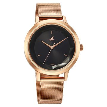 Fastrack Fleek Quartz Analog Black Dial Stainless Steel Strap Watch For Girls
