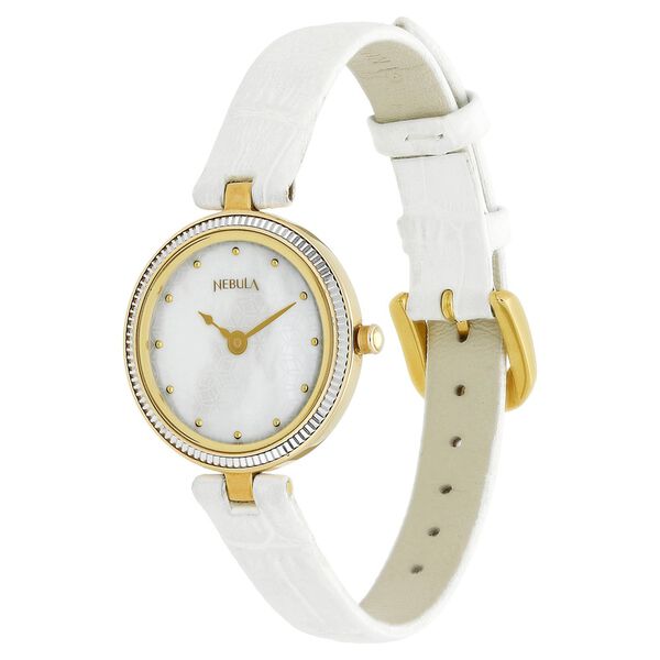 Nebula Quartz Analog Mother of Pearl Dial Leather Strap Watch for Women - image number 1