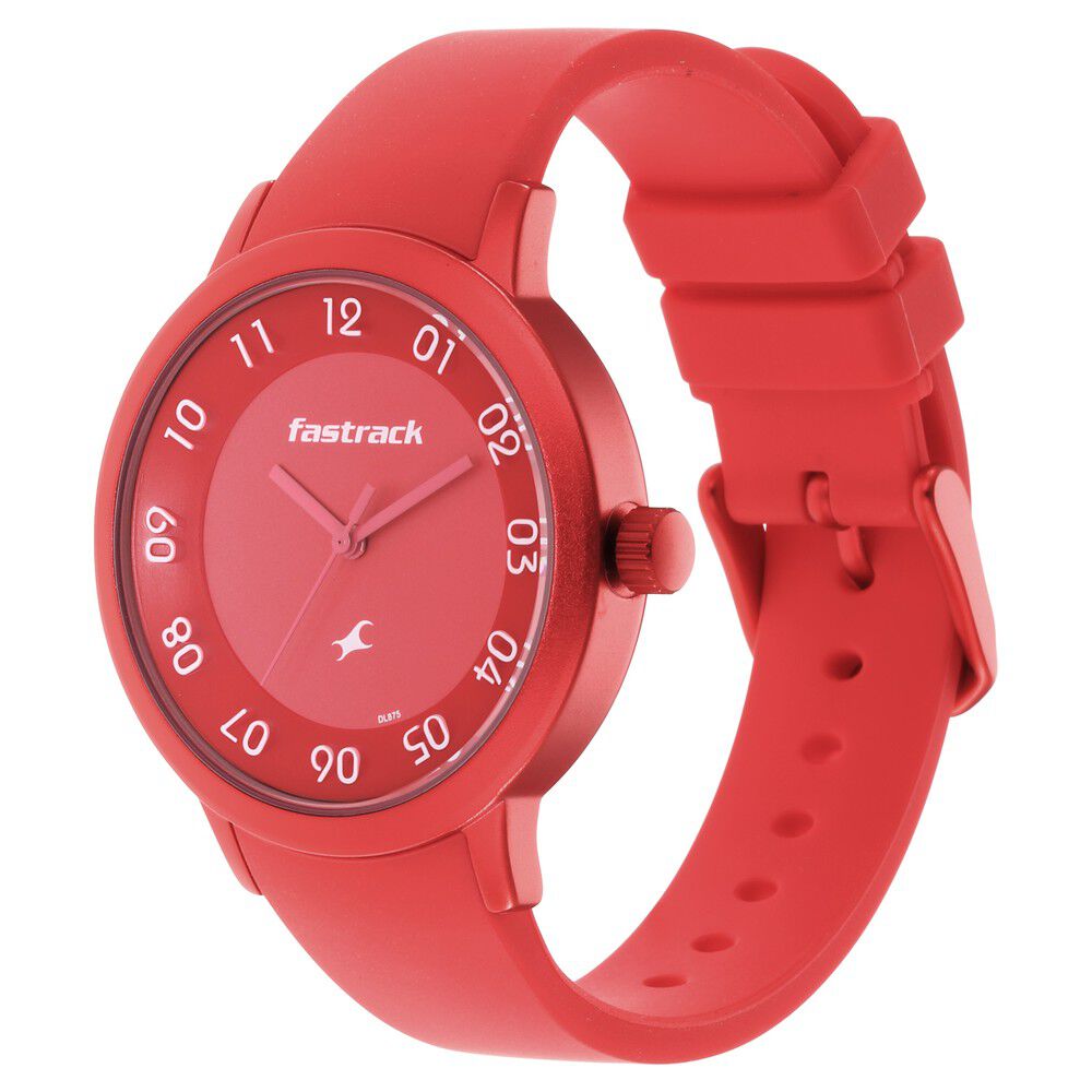 Buy Online Pop Colours Red Dial Silicone Strap Watch for Girls 68025ap02 Titan