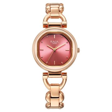 Titan Raga Showstopper Quartz Analog Pink Dial Metal Strap Watch For Women