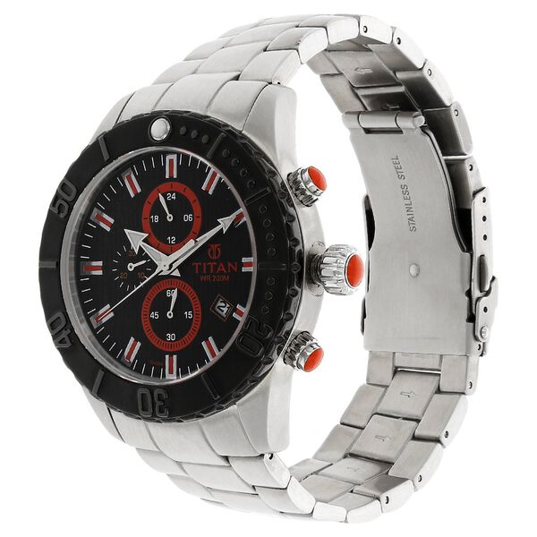 Titan Quartz Analog Black Dial Stainless Steel Strap Watch for Men - image number 1