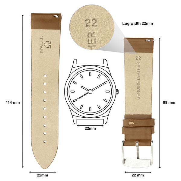 22 mm Brown Genuine Leather Strap for Men - image number 1