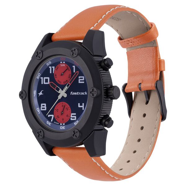Fastrack Modular Quartz Analog Blue Dial Leather Strap Watch for Guys - image number 2