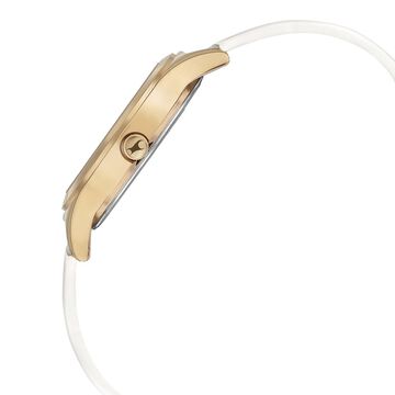 Fastrack Style Up Silver Dial Leather Strap Watch for Girls