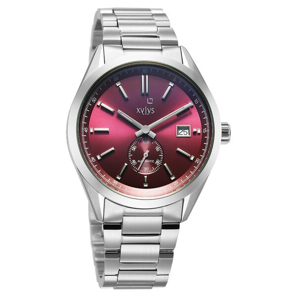 Xylys Automatic Maroon Dial Silver Stainless Steel Strap Watch For Men - image number 1