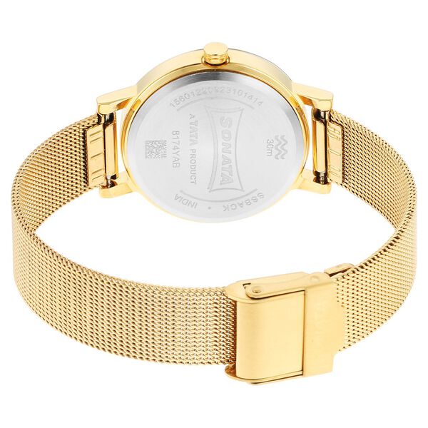 Sonata Quartz Analog Rose Gold Stainless Steel Strap for Women - image number 3