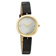 Titan Nebula Lotus 18 KT Gold Quartz Analog Mother Of Pearl Dial Black Leather Strap Watch For Women - image number 1