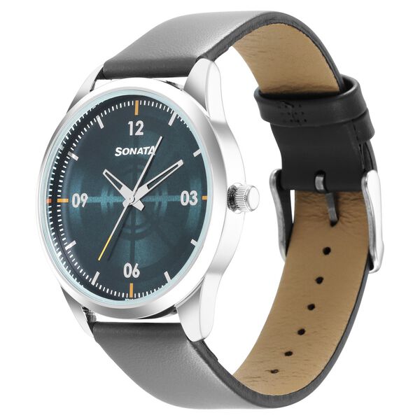 Sonata Force Quartz Analog Blue Dial Leather Strap Watch for Men - image number 1