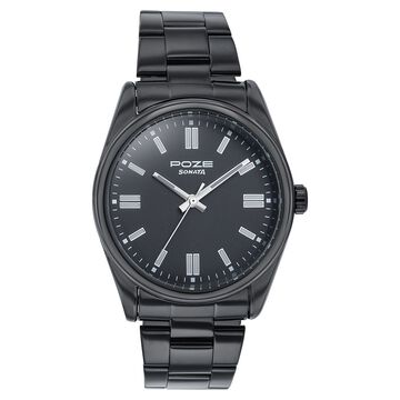 Sonata Poze Quartz Analog Black Dial Black Metal Strap Watch For Men