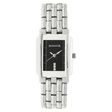 Sonata Quartz Analog Black Dial Metal Strap Watch for Women