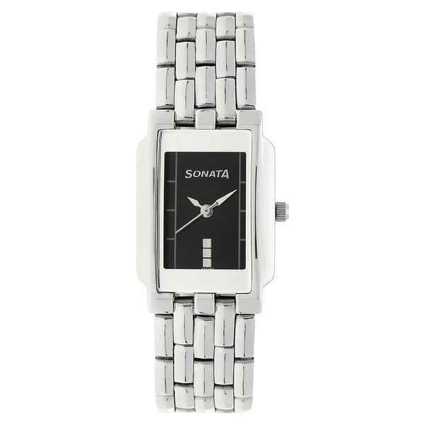 Sonata Quartz Analog Black Dial Metal Strap Watch for Women - image number 0