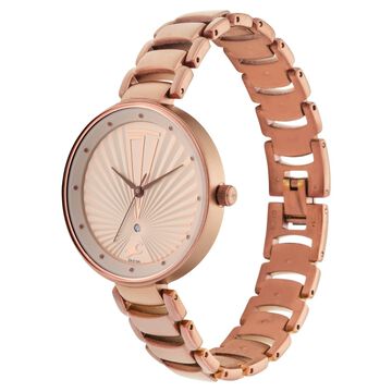 Fastrack Ruffles Quartz Analog with Date Beige Dial Stainless Steel Strap Watch for Girls