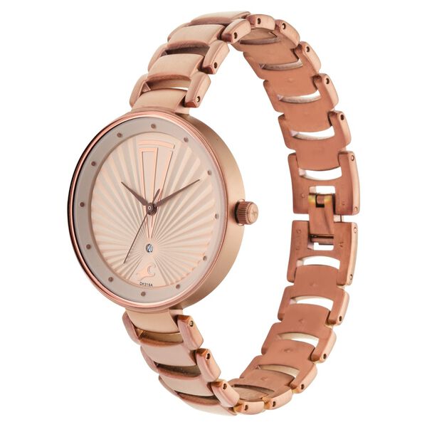 Fastrack Ruffles Quartz Analog with Date Beige Dial Stainless Steel Strap Watch for Girls - image number 3
