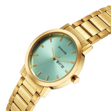 Sonata Utsav Quartz Analog with Day and Date Green Dial Stainless Steel Strap Watch for Men