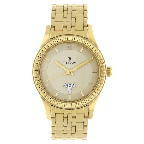 Titan Quartz Analog with Day and Date White Dial Stainless Steel Strap Watch for Men - image number 0