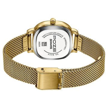 Poze By Sonata Quartz Analog Pink Dial Golden Metal Strap Watch For Women