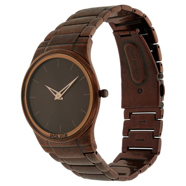 Police Quartz Analog Brown Dial Stainless Steel Strap Watch for Men - image number 1