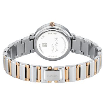 Titan Raga Spotlight Quartz Analog Mother of Pearl Dial Two Toned Metal Strap Watch For Women