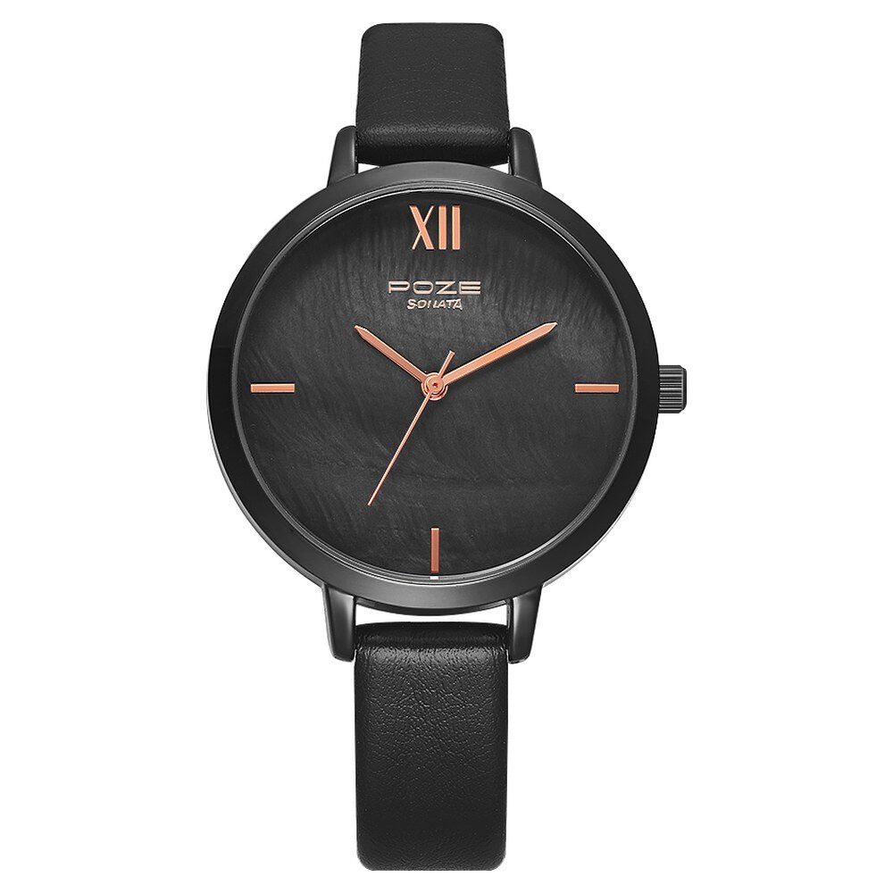 Buy Online Poze by Sonata Quartz Analog Black Dial PU Leather Strap Watch for Women sp80021nl01w Titan