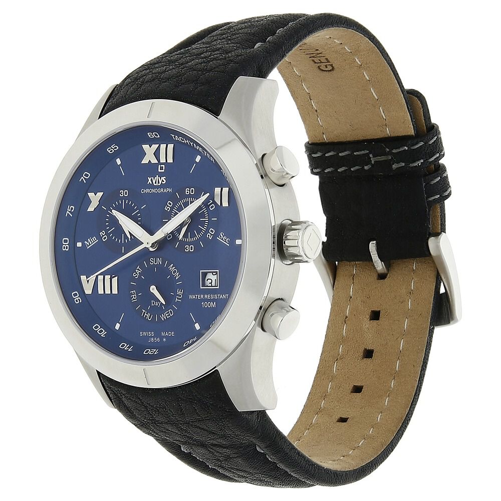 Xylys Quartz Chronograph Blue Dial Leather Strap Watch for Men