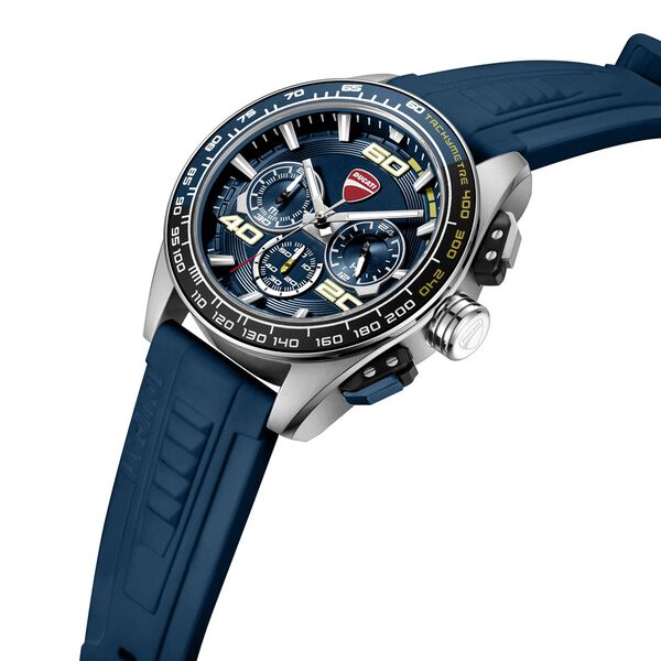 Ducati Quartz Chronograph Blue Dial Blue Silicone Strap Watch For Men - image number 1