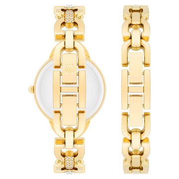 Anne Klein Quartz Analog Mother Of Pearl Round Dial Golden Metal Strap Watch For Women