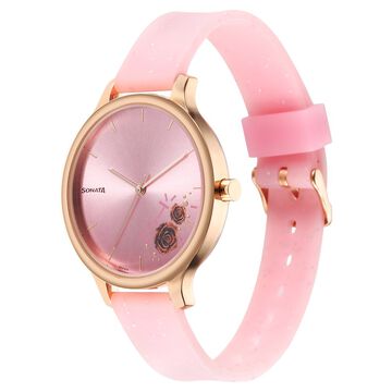 Sonata Blush Quartz Analog Pink dial Plastic Strap Watch for Women