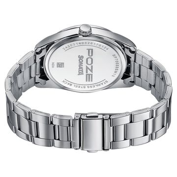Poze Poze Quartz Analog Brown Dial Silver Metal Strap Watch For Men