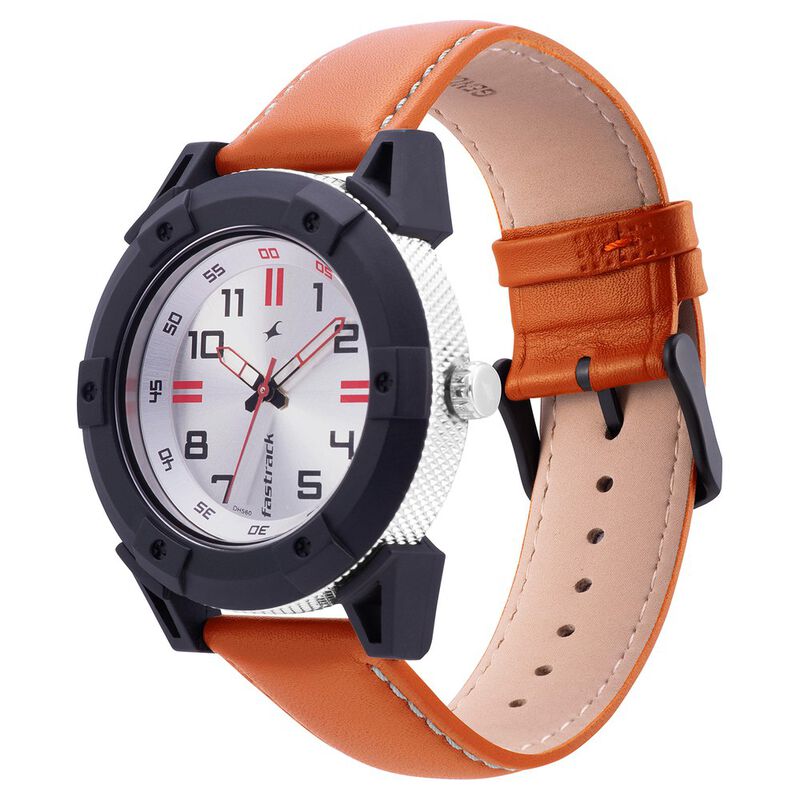 Fastrack Modular Quartz Analog Silver Dial Leather Strap Watch for Guys - image number 2