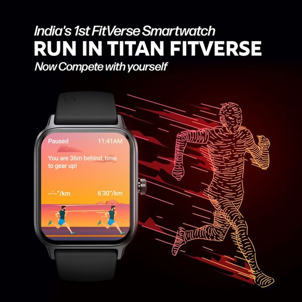 Titan Traveller with 4.52 cm AMOLED Display, BT Calling, India's First FitVerse Smartwatch with Wine Red Leather Strap - image number 2