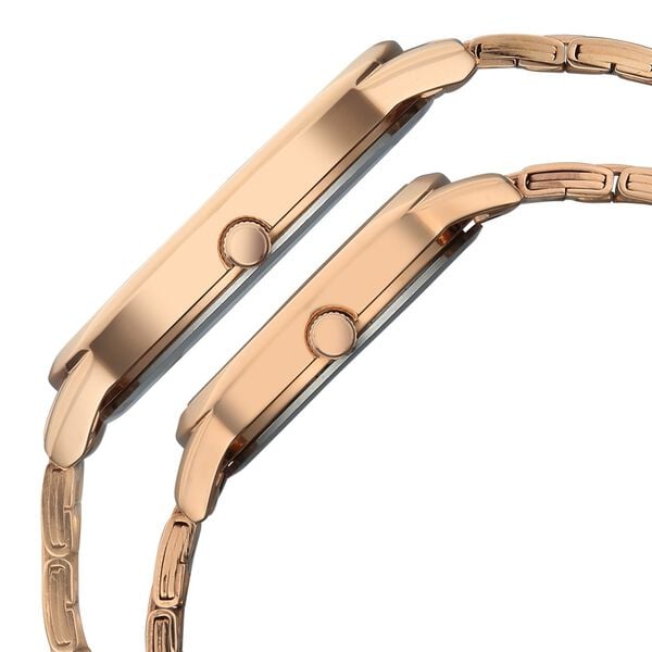 Titan Bandhan Eternal Pair Analog with Date and Silver Dial Rose Gold Stainless Steel Strap Watch for Couples - image number 3