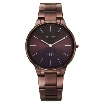 Edge Velora Quartz Analog Brown Dial Brown Stainless Steel Strap Watch For Women