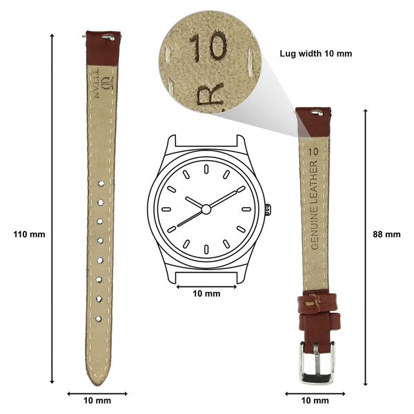 10 mm Tan Genuine Leather Strap for Women - image number 1