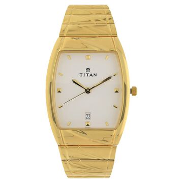 Titan Quartz Analog with Date White Dial Stainless Steel Strap Watch for Men