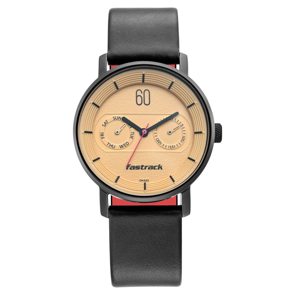 Buy Online Fastrack Quartz Analog with Day and Date Beige Dial