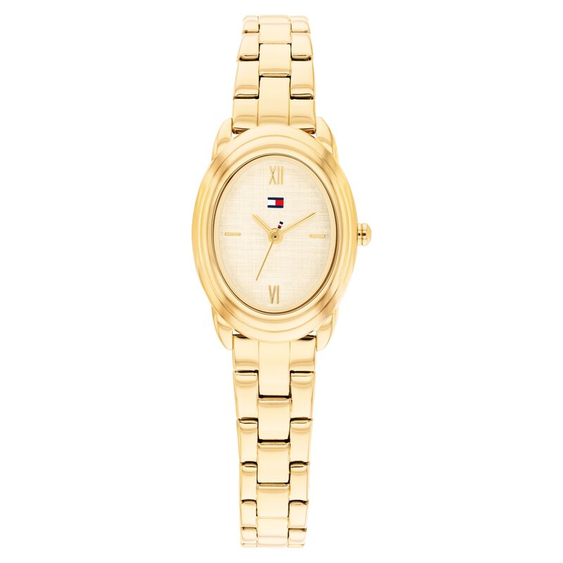 Tommy Hilfiger Quartz Analog Champagne Dial Golden Stainless Steel Strap Watch For Women