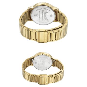 Sonata Quartz Analog White Dial Metal Strap Watch for Couple