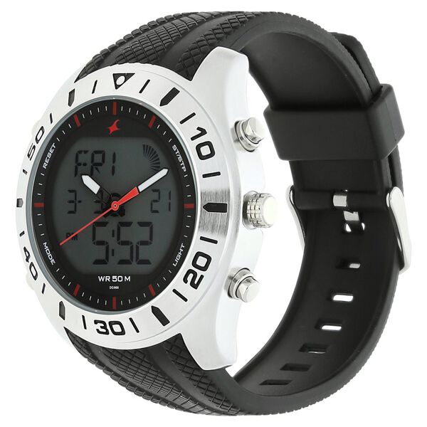 Fastrack Quartz Analog Digital Grey Dial Silicone Strap Watch for Guys - image number 1