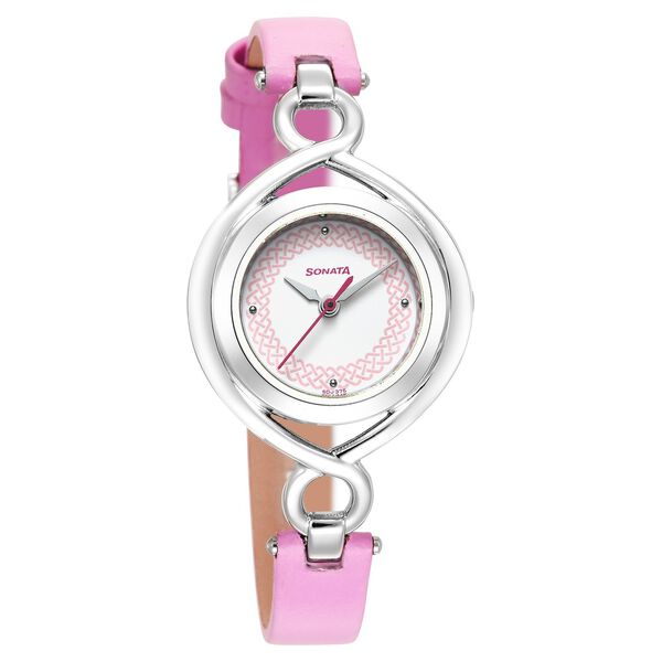 Sonata Alloys Rose Gold Dial Women Watch With Leather Strap - image number 0