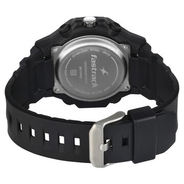 Fastrack Streetstyle Quartz Digital Black Dial Black PU Strap Watch For Guys