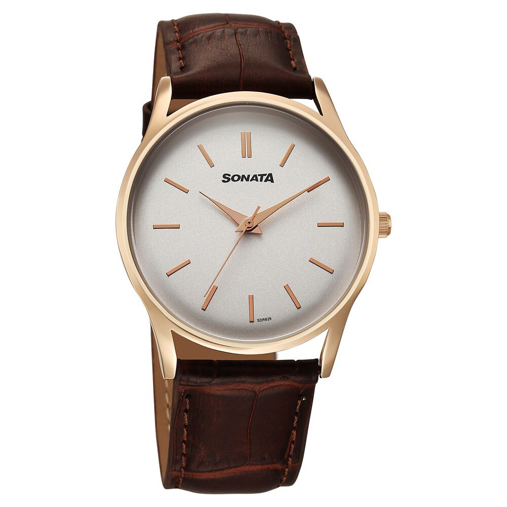 Sonata Eternia Quartz Analog White Dial Leather Strap Watch For Men-picture-15