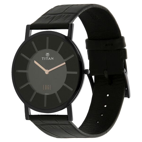 Titan Quartz Analog Black Dial Leather Strap Watch for Men - image number 1
