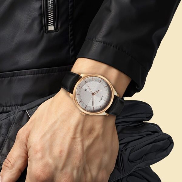 Titan Neo Economy Quartz Analog with Date Silver Dial Black Leather Strap Watch For Men - image number 4