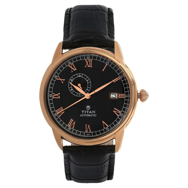 Titan Automatic Brown Dial Leather Strap watch for Men