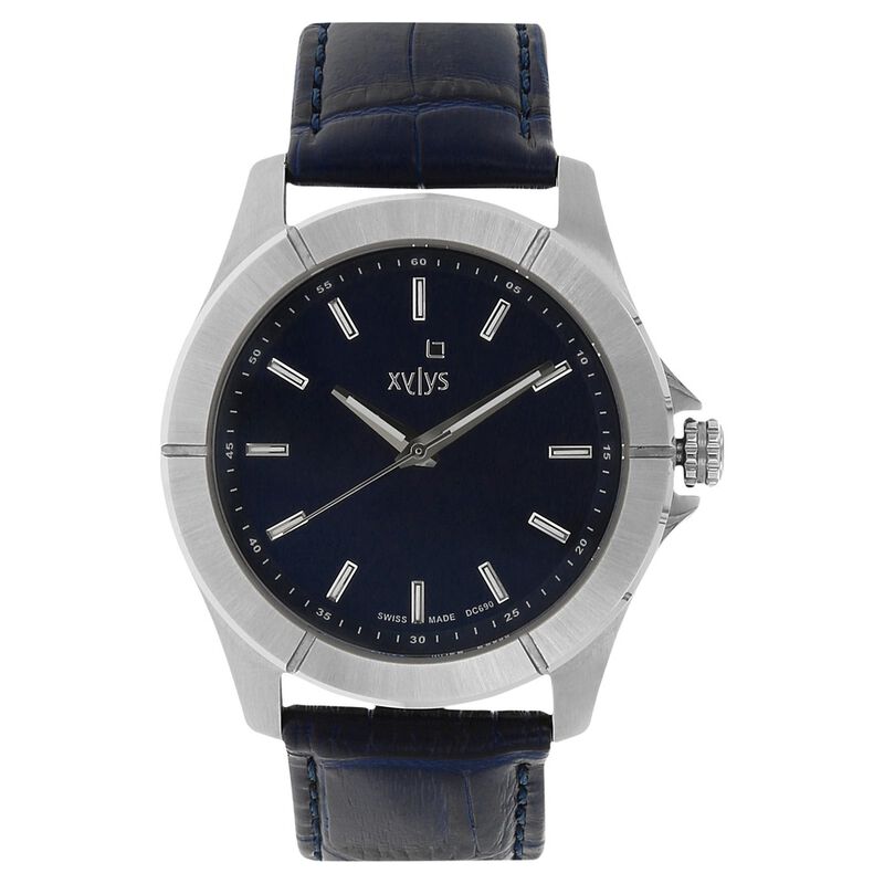 Xylys Swiss Analog Blue Leather Strap and Blue Dial Watch For Men