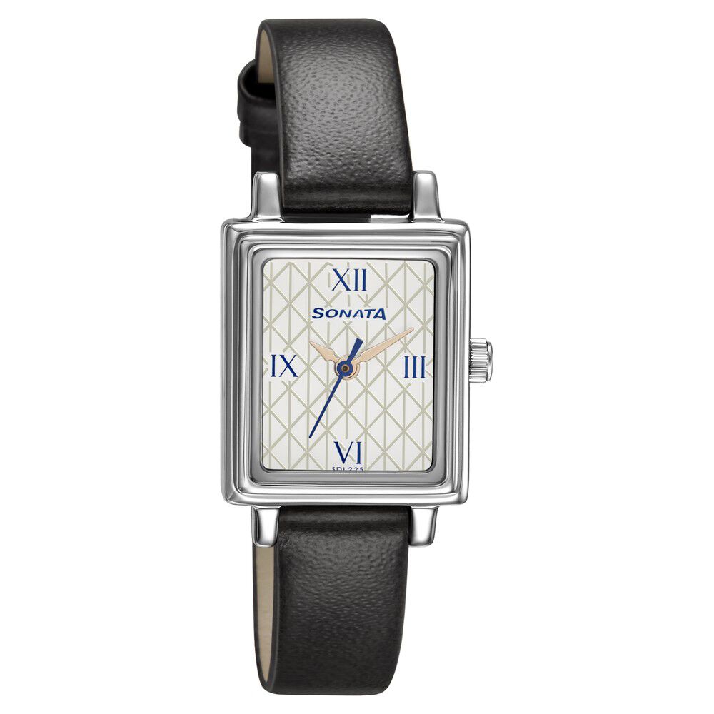 Buy Online Sonata Workwear White Dial Women Watch With Leather Strap 8080sl02 Titan