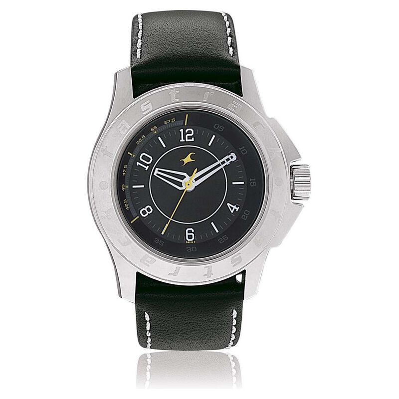Fastrack Quartz Analog Black Dial Leather Strap Watch for Guys