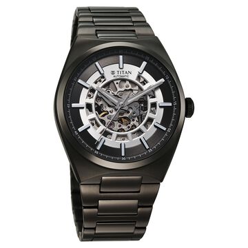 Titan Nexus Skeletal Automatic Analog with Gun Dial Gun Stainless Steel Strap Watch for Men