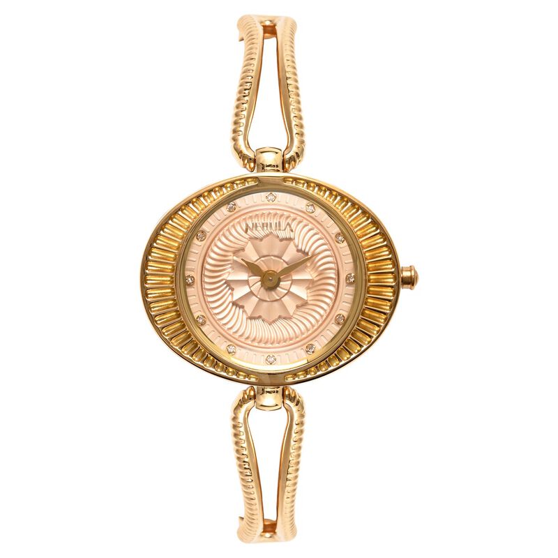 Titan Nebula Vintage 18k Gold Analog with Diamond Watch for Women
